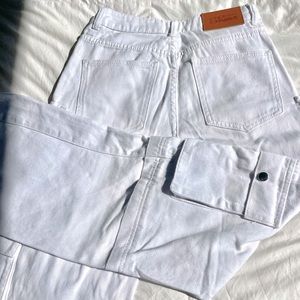 Princess Polly White Dr. Denim Cargo High Waisted Straight Leg Jeans